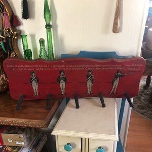 Vintage Wooden Soldier Military Peg Coat Rack